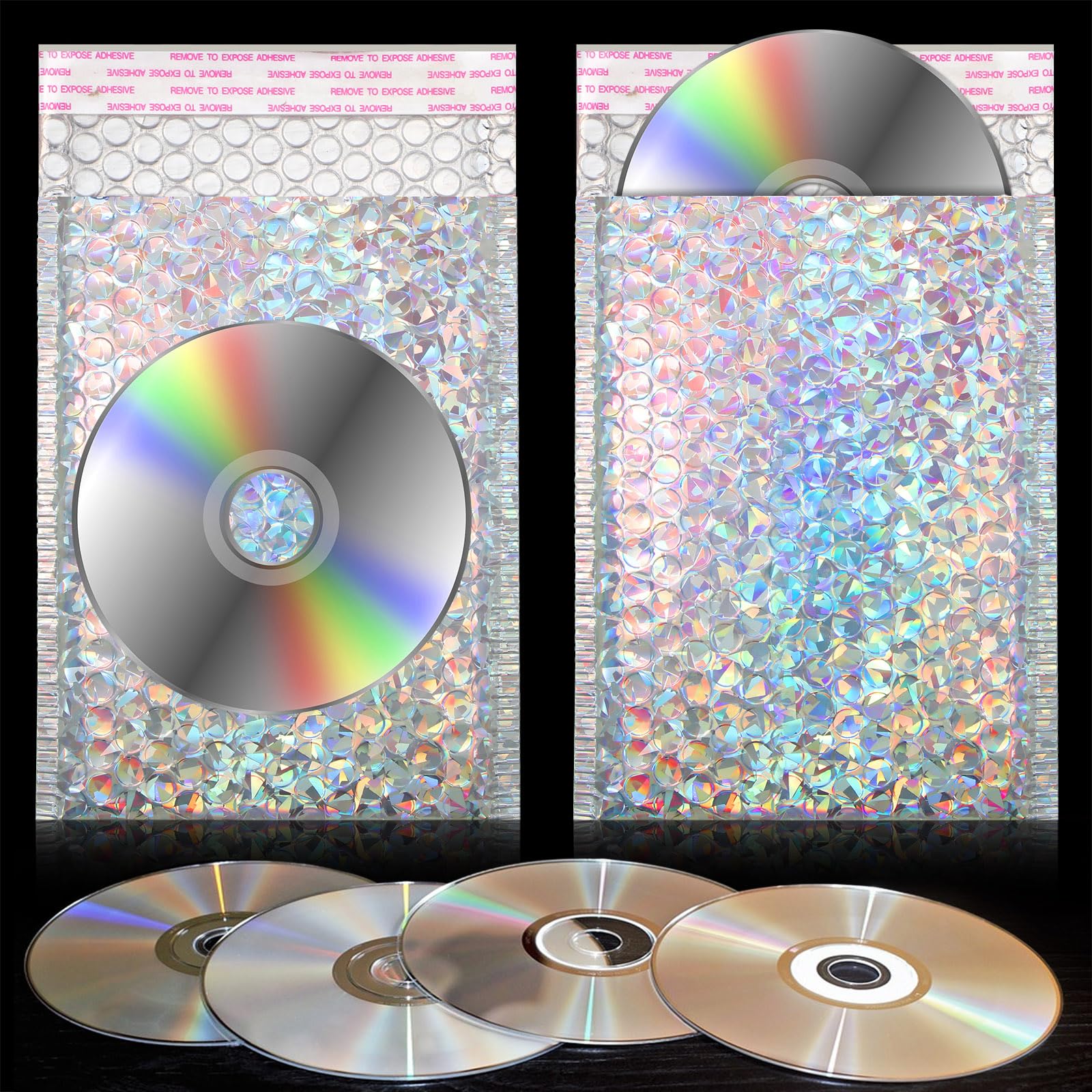 Fulmoon Holografische Luftpolster-Versandtaschen, 10,2 x 20,3 cm, 30 Stück