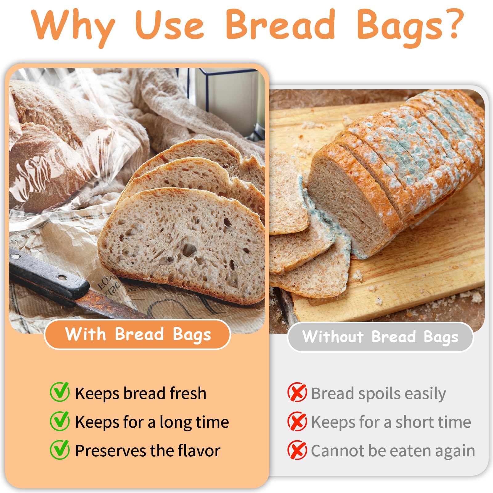 Bolsas de pan con lazos, paquete de 72 bolsas de pan transparentes para pan casero y 100 lazos, bolsas de pan de plástico reutilizables ajustables para panaderos caseros y propietarios de panaderías 4