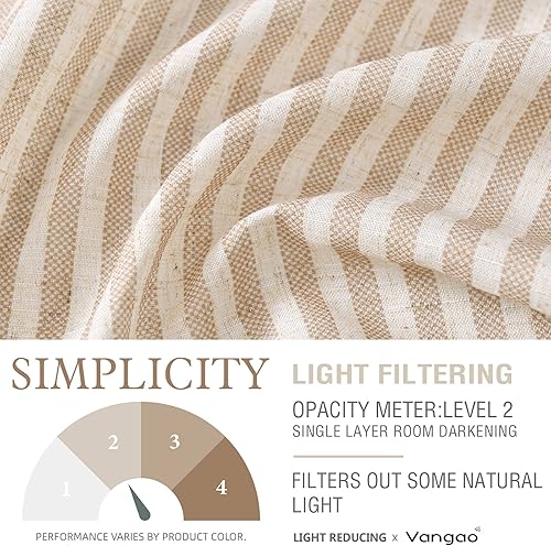 Miniatura 4 de Vangao Cenefa de cocina de mezcla de lino, cortinas cortas a rayas, decoración de otoño, granja, rústico, raya de rayas de tiro, filtro de luz,