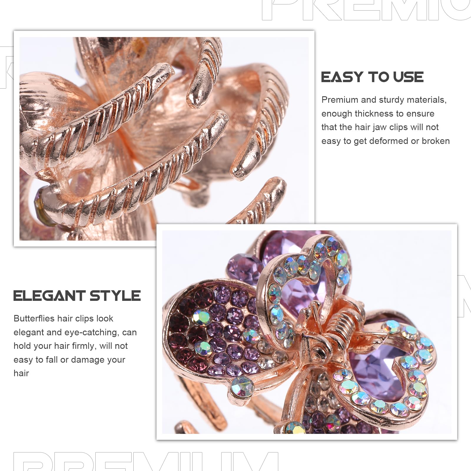 POPETPOP Butterfly Hair Clips for Women and Girls 3-Pack Medium Hair Claws Stylish Clamps for Thick and Fine Everyday Use and Special Occasions - Image 3