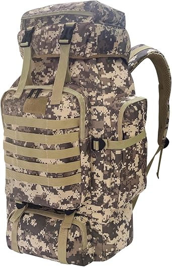 80L Camping Hiking Backpack, Military Tactical Backpack Molle Rucksack, Extra Large Hiking Backpack, Water Resistant Hiking Daypack, Outdoor Sports Backpack, Adjustable Sport Bags Camouflage