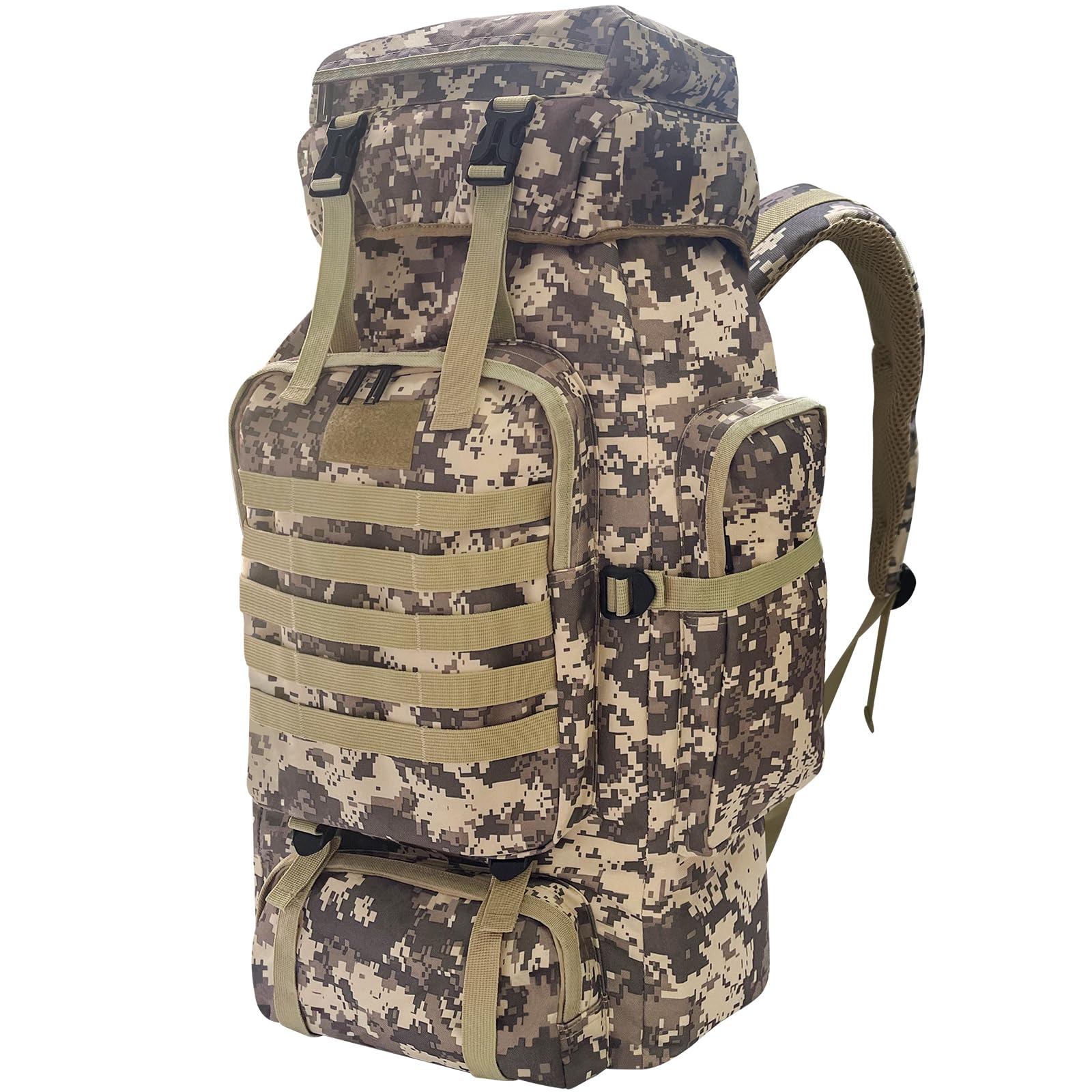 Lizbin 80L Camping Hiking Backpack, Military Tactical Backpack Molle Rucksack, Extra Large Hiking Backpack, Water Resistant Hiking Daypack, Outdoor Sports Backpack, Adjustable Sport Bags (Camouflage)