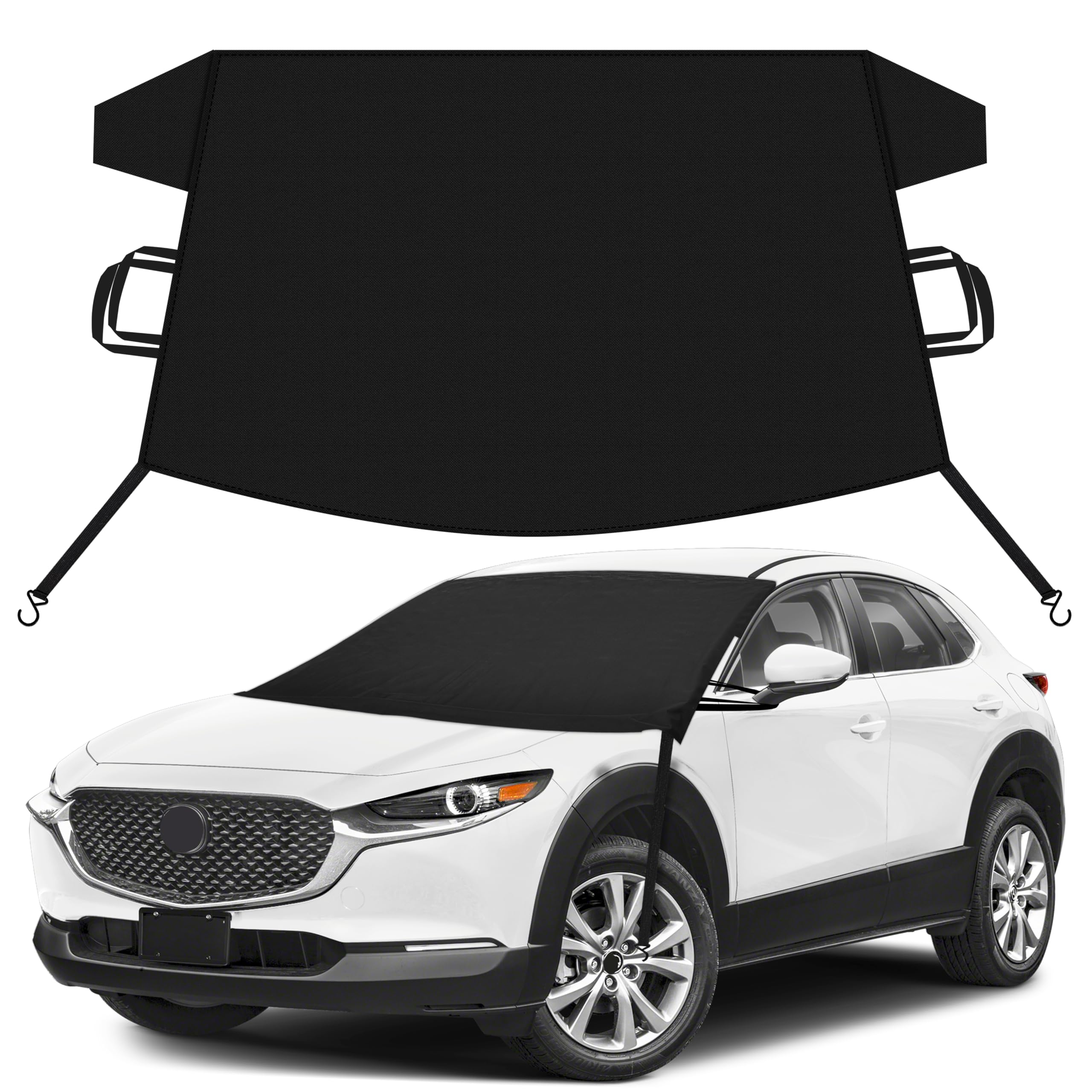 EcoNour Car Snow Cover Compatible for Mazda CX-30 | Windshield Cover for Ice and Snow with S-Hook Straps | Heavy-Duty 600D Oxford Winter Car Cover, Waterproof &amp; Anti-Slip