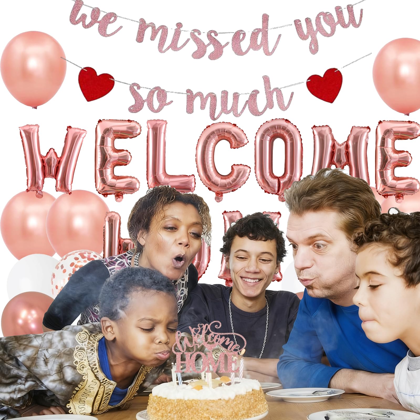 Welcome Home Decoration Set - "We Missed You" Banner, Foil Balloon & Latex Balloons for Baby Shower Party Decorations (Rose Gold) - Image 4