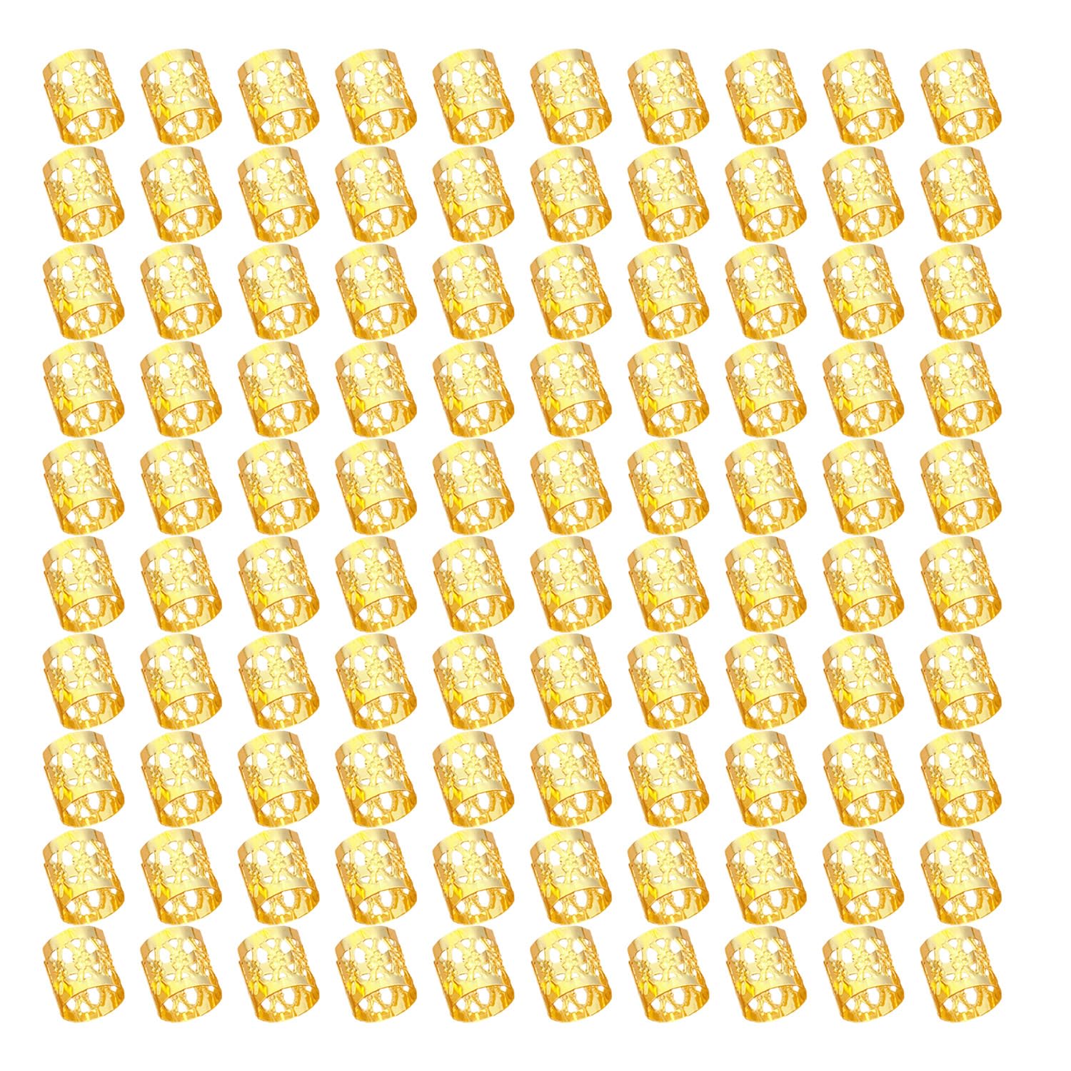 100 Piezas Anillos de Trenza de Pelo, Adornos para el Pelo, Accesorios para Pelo Trenzas，Ajustables Metálicos para el Cabello, Joyas de Pelo Trenzado, para Decorar el Cabello de Hombres y Mujeres（Dora