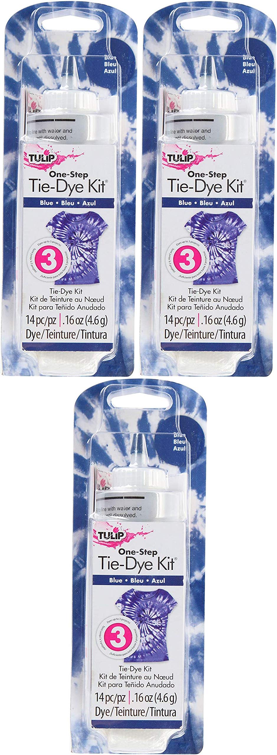 Tulip One Color Tie Dye, Blue Pack of 3