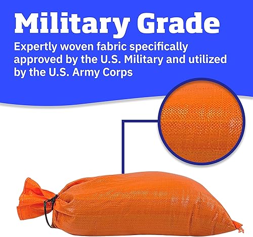 Miniatura 8 de DURASACK Bolsas para arena resistentes con cordón de amarre, de polipropileno, vacías, 1600 horas de protección ultravioleta, capacidad de 50