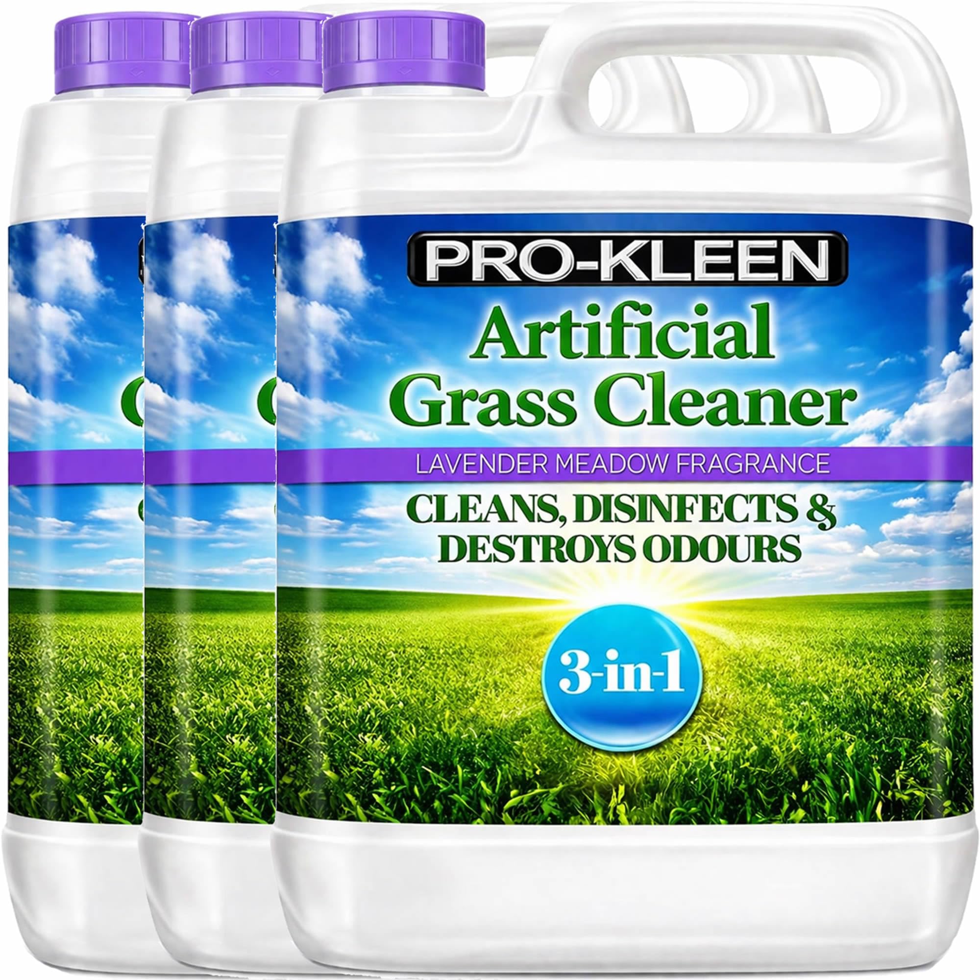 Pro-Kleen Lavender 3 x 5 Litres Artificial Grass Disinfectant Outdoor Cleaner + Deodoriser