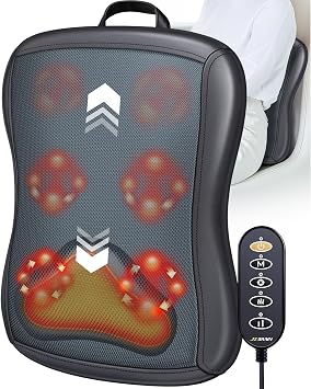 JZBRAIN Shiatsu Back Massager with Heat Up and Down Rolling Massage - Electric Back Massager for Pain Relief Deep Tissue - Heated Lower Back Massager for Office, Home, Car UseBlack