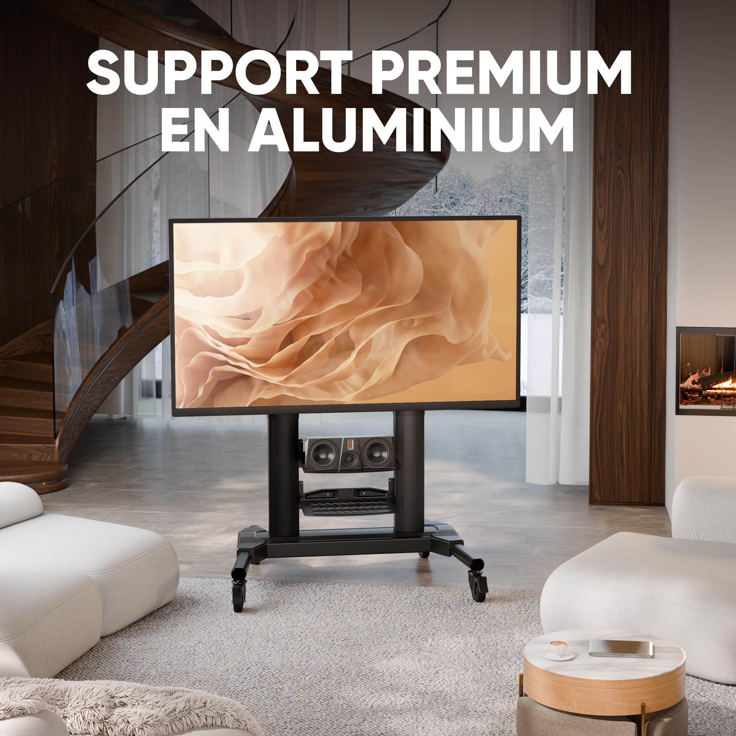 ONKRON Support TV roulettes 40" - 80", 55,5 kg, Max VESA 700x400, TS2771-B