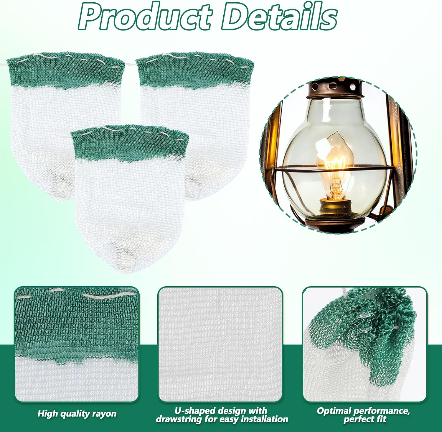 10Pcs Propane Lantern Mantles, Lantern Mantle, Lanterns Mantle for Outdoor Camping（White Green）