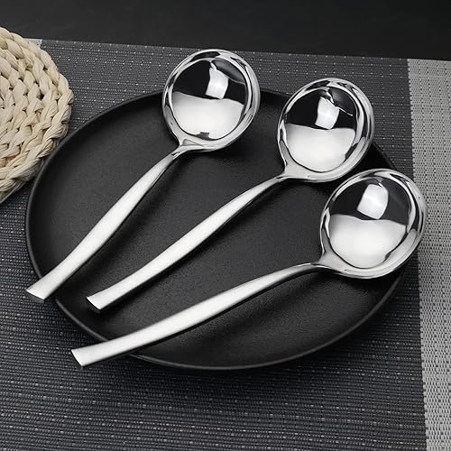 Miniatura 4 de Cucharón de sopa de 4 piezas, cuchara de sopa de salsa de acero inoxidable