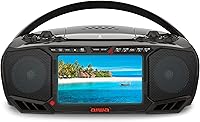 Aiwa Portable DVD Boombox: 7" LCD Screen, Dual 3W Speakers with Bass, Bluetooth, FM Radio, CD/DVD Player for Ultimate Mobility
