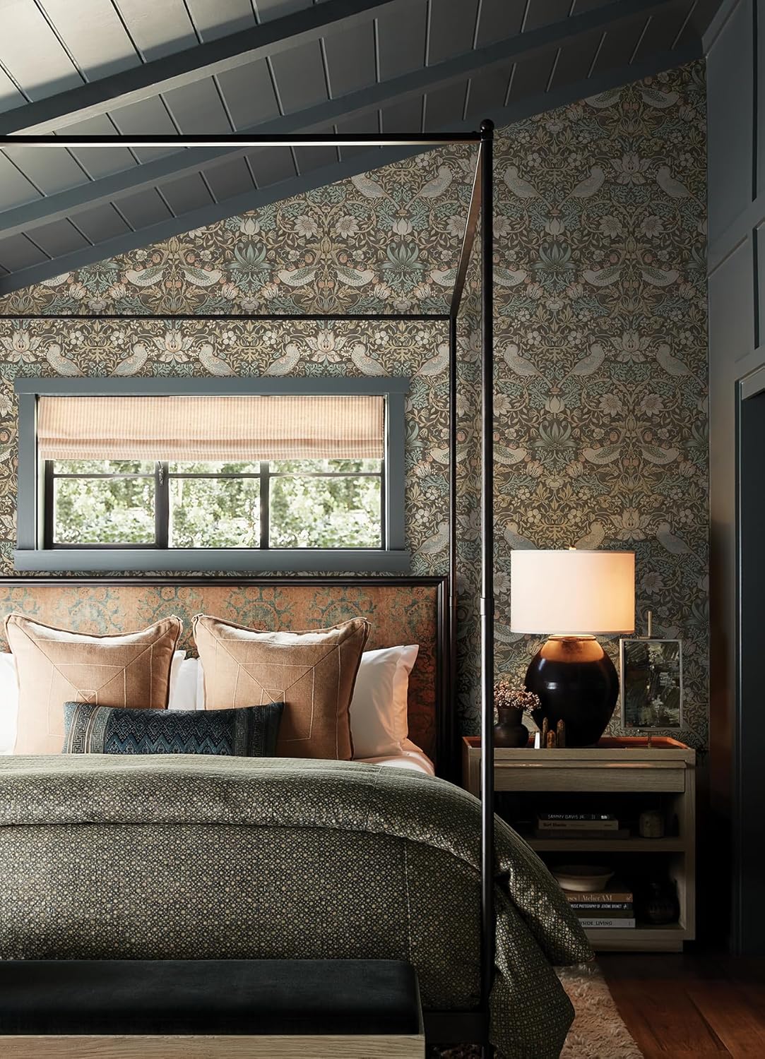 NuWallpaper x Morris & Co. Strawberry Thief Mole Peel and Stick Wallpaper, MCS6616