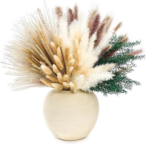 Miniatura 4 de 100 piezas de hierba de las pampas (jarrón no incluido), ramos de flores secas, decoración de mesa de boda, dormitorio, decoración rústica de granja