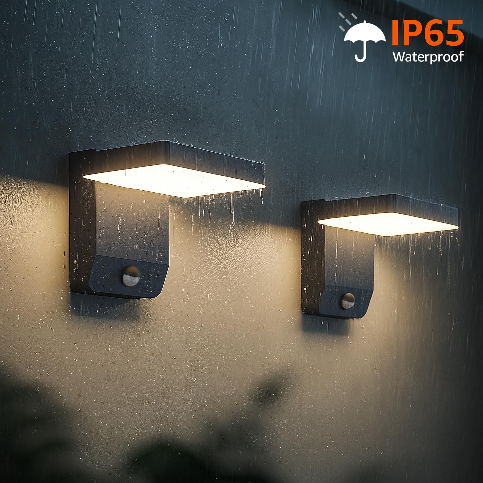 K-Bright 20W Aussenleuchte Mit Bewegungsmelder Anthrazit RAL 7016 | 3000K Warmes Licht aussenlampe mit bewegungsmelder, IP65 Waterproof Wandleuchte für Balkon, Garten, Garage, Wege und Haustür