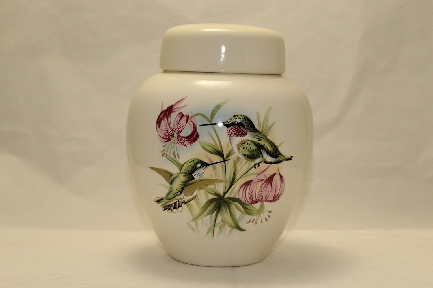 Hummingbird - Flower Funeral Urn - Cremation Urn for Human Ashes - Hand Made Pottery