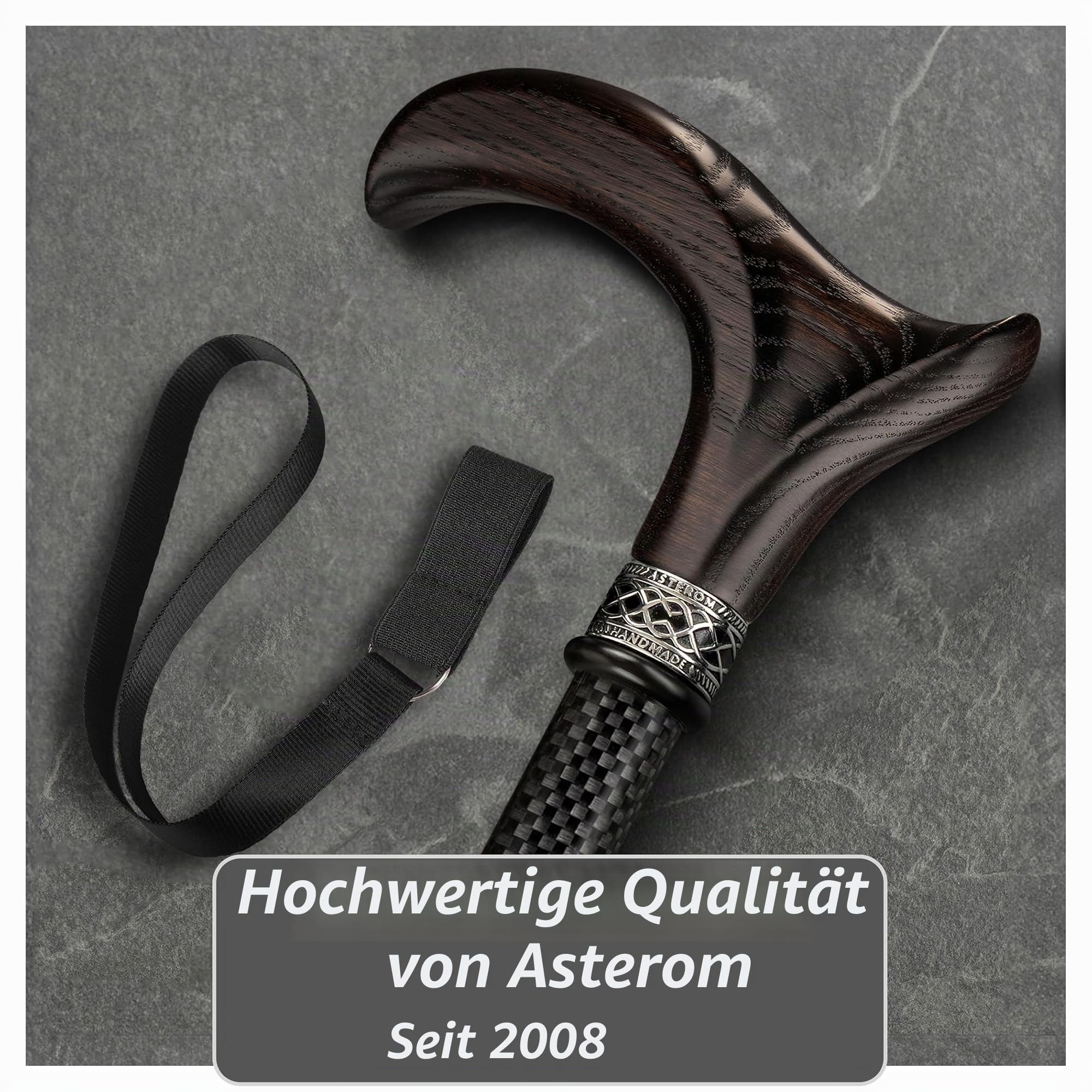 Asterom Carbon Fiber Cane - Lightweight, Ergonomic, Adjustable - Walking Canes for Men & Women, Carbon Walking Cane, Cool Walking Sticks for Seniors