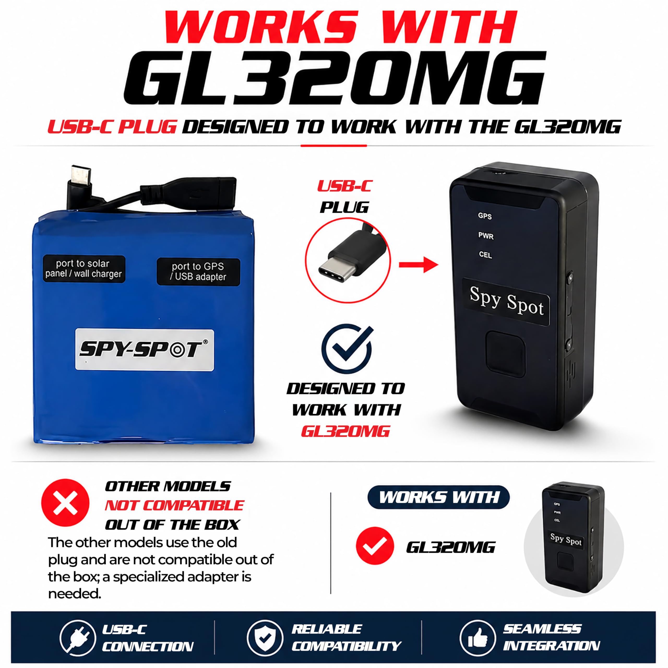 SpySpot GL320MG - Localizzatore GPS 4G LTE con custodia magnetica resistente alle intemperie e batteria estesa, dispositivo di monitoraggio in tempo reale di veicoli e risorse, app di monitoraggio