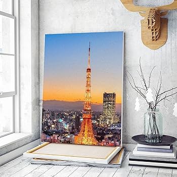 Amazon | 夕暮れに輝く東京タワー 数字キットによる絵画 数字