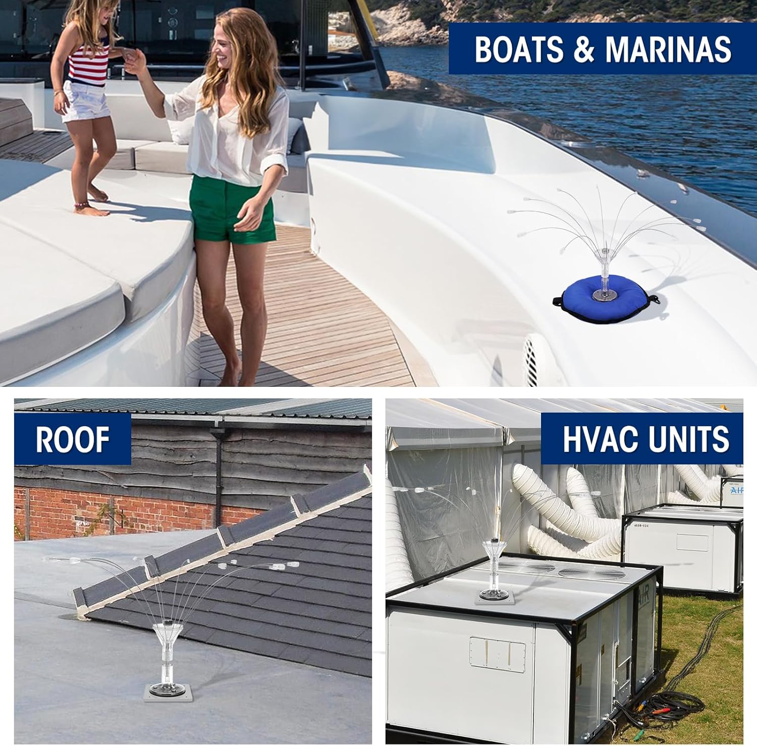 Buzzlett Stainless Steel Bird Deterrent with PVC Base for Outdoors, Boats, Docks and HVAC - Efficient Bird Repellent for Birds, Deters Seagulls and Other Birds from Landing- 6ft