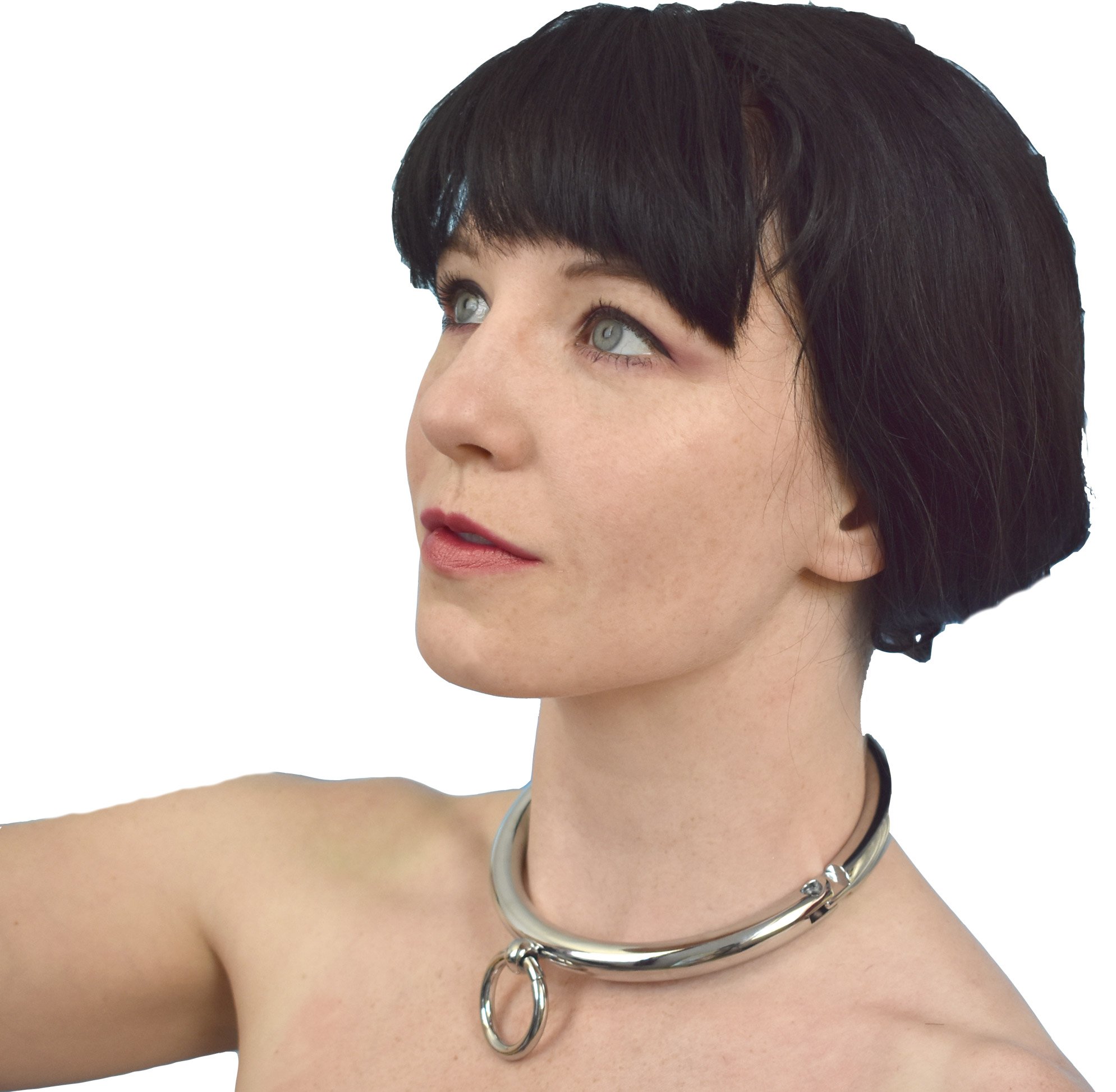 Collier Métallique Verrouillable Anneau O – Bondage Collier Femme | Collier Sub & Bijou BDSM – Élégant corset de cou pour fétiche, bondage, soumission et jeu Dom/Sub