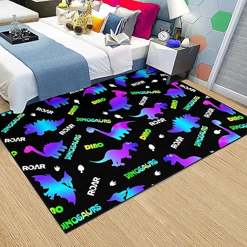 Miniatura 7 de Alfombra de área negra para dormitorio, niñas afroamericanas, para sala de estar, sala de juegos, arte de dibujos animados, decoración del hogar,