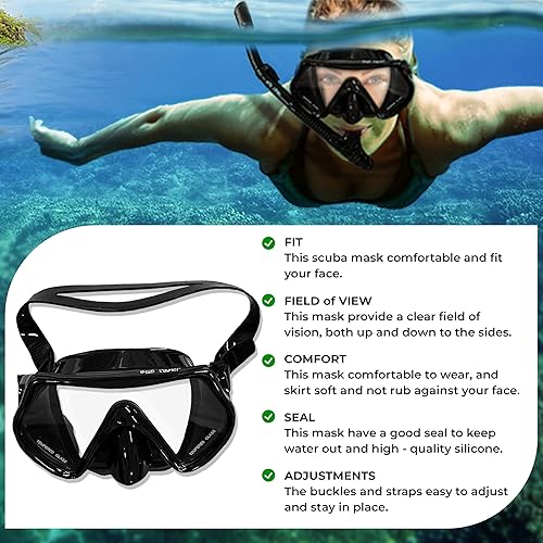 Miniatura 5 de Blue Planet Juego de esnórquel seco y máscara de buceo, equipo de esnórquel para adultos, máscara de esnórquel antivaho - Máscara de buceo para