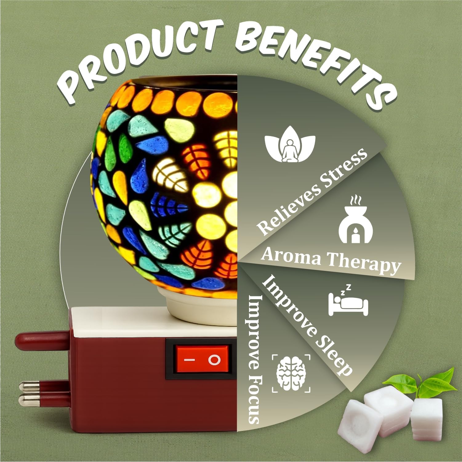 JD FRESH Ceramic Kapoor Dani Lamp/Electric Camphor Diffuser Burner for Pooja/Multipurpose Incense Aroma Kapoor Dani/Bakhoor Burner/Night lamp for Home/Office/Meditation & Mosquito Repellent (JD-1031) 4