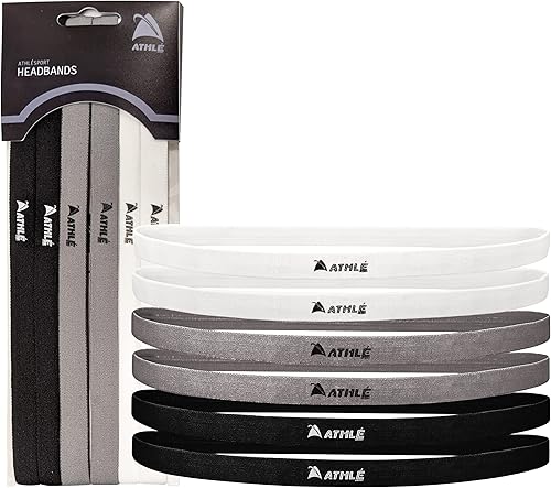 Vista 37 de Athlé - Diademas delgadas para mujeres y hombres, paquete de 6, diademas elásticas para mujeres y hombres, agarre de silicona antideslizante