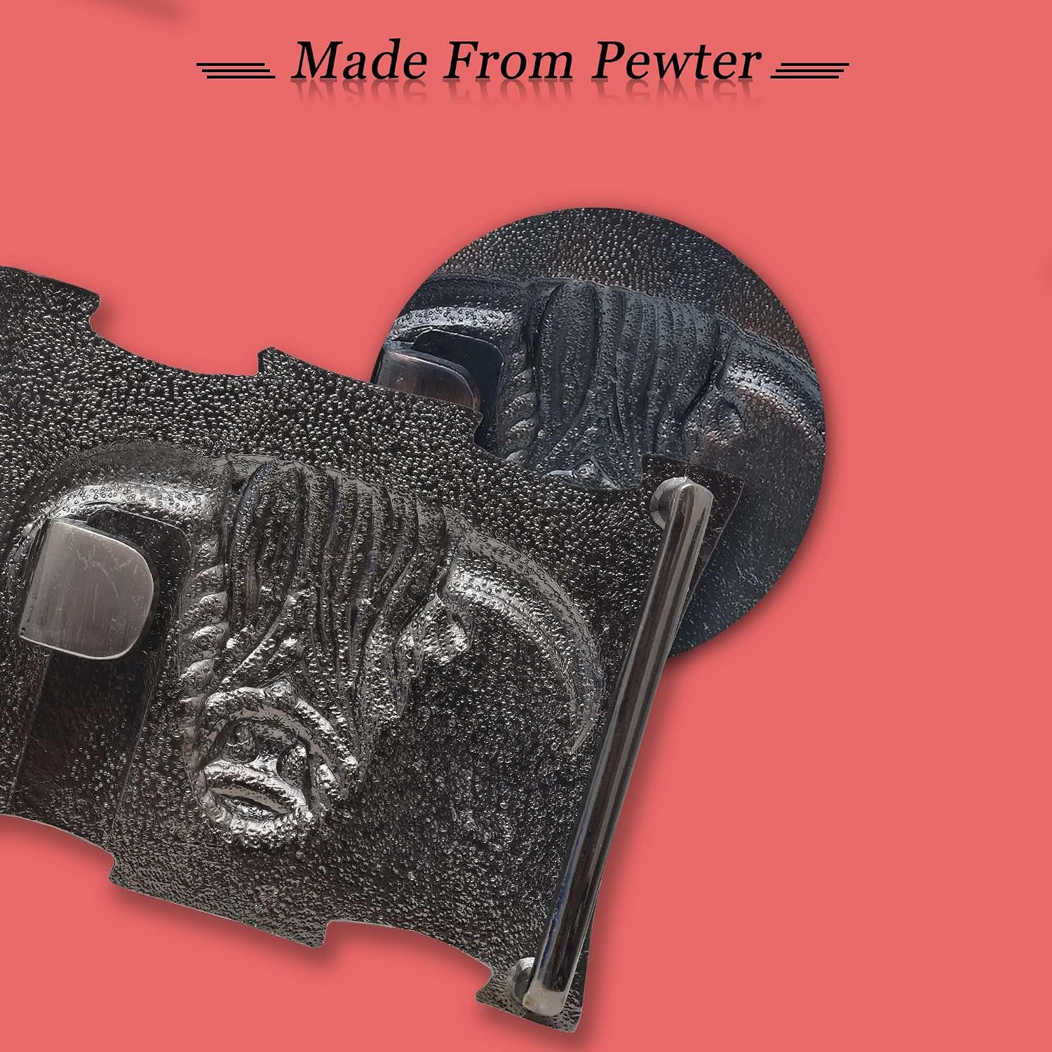 Scottish Heilan Coo Kilt Belt Buckle – Highland Cow Pewter Buckle, Elegant Celtic Accessory for Men, 10cm x 7.6cm