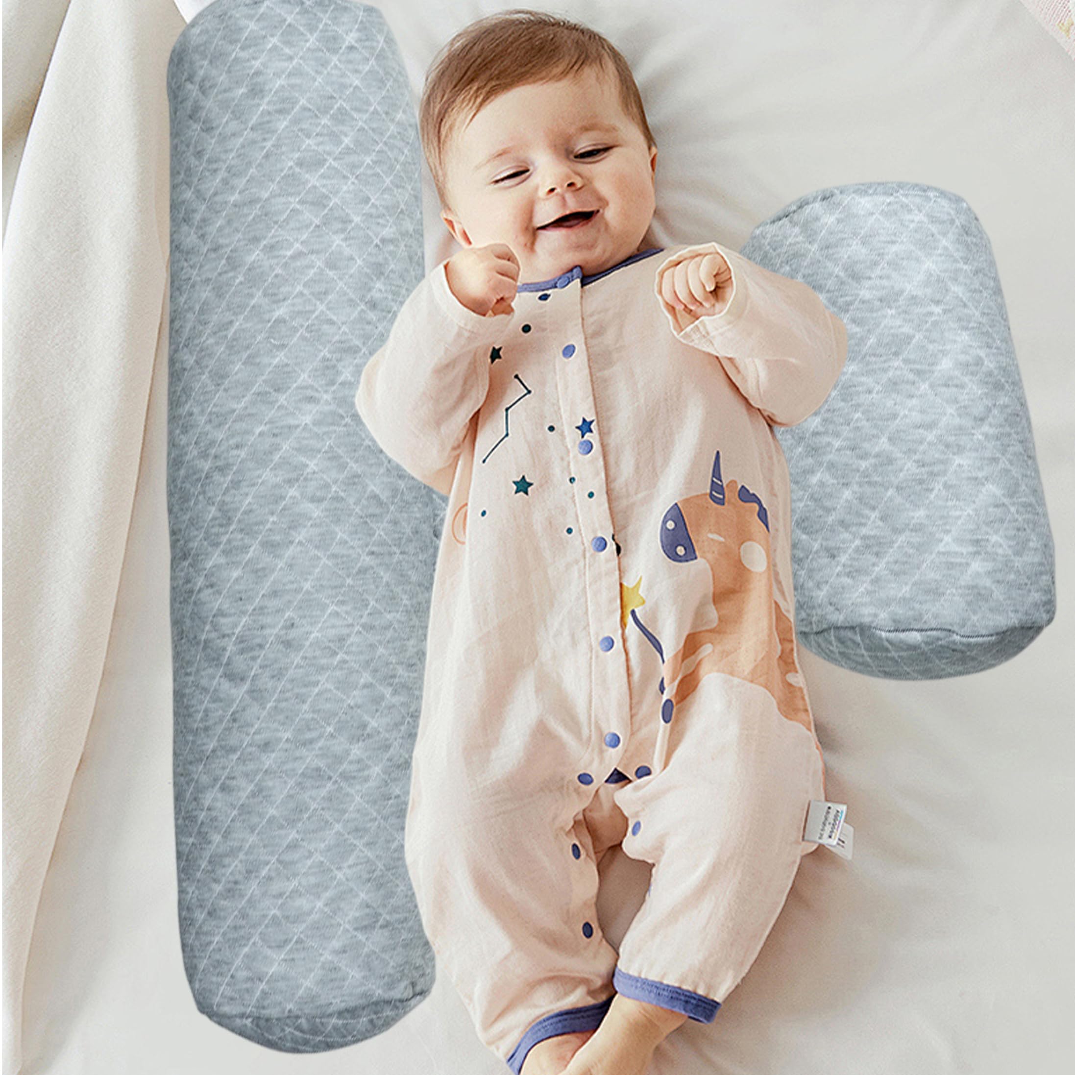 Oreiller Anti-Reflux, 1 Oreiller Anti-roulis pour bébé, Reflux réglable avec Tissu Frais et Respirant, 7, 87 à 9, 45 Pouces, positionneur de Corps Gris