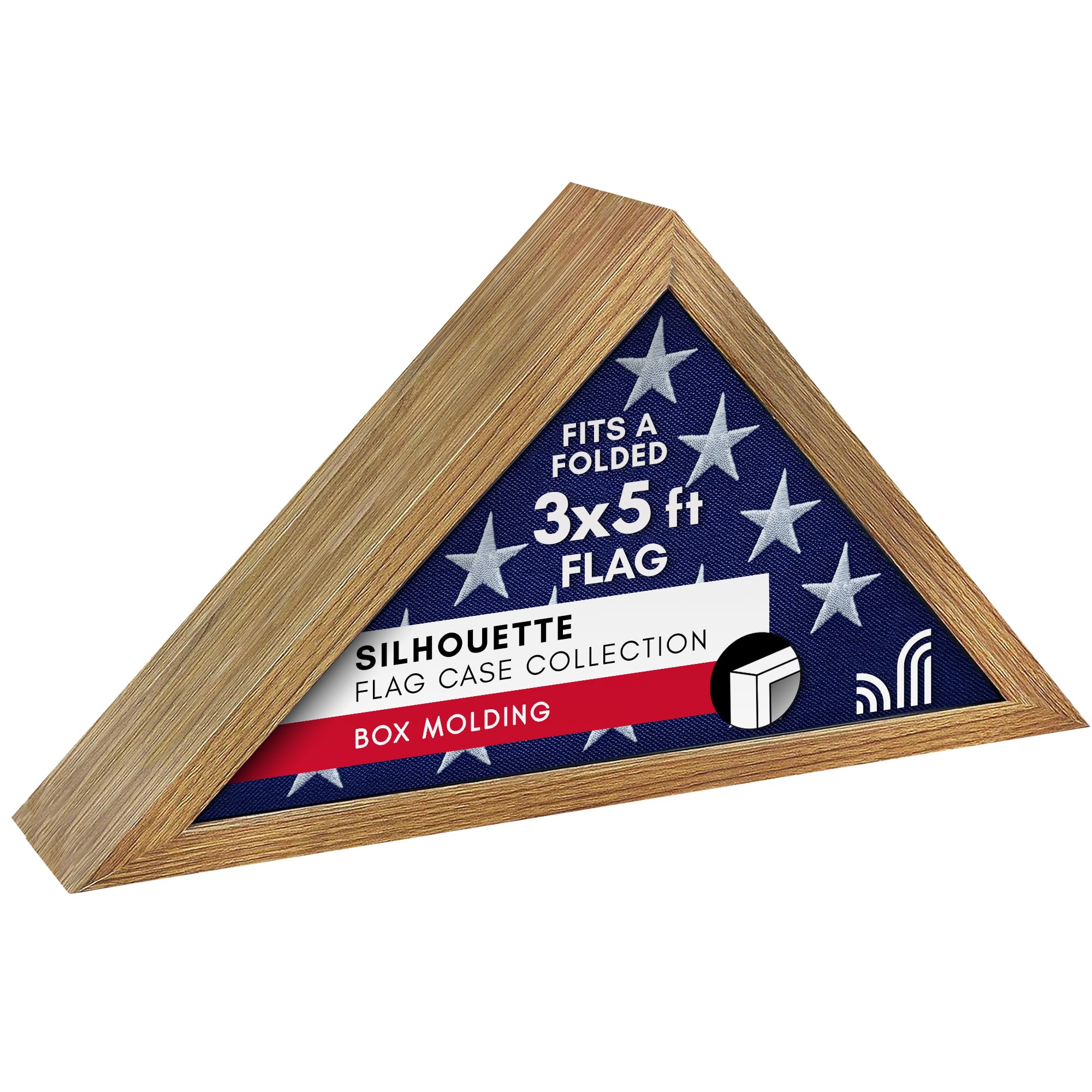 americanflat small folded flag display case for american flag - fits folded 3 x 5' ceremonial flag - silhouette collection - american flag box for wall + tabletop display - frame for flag - barn wood