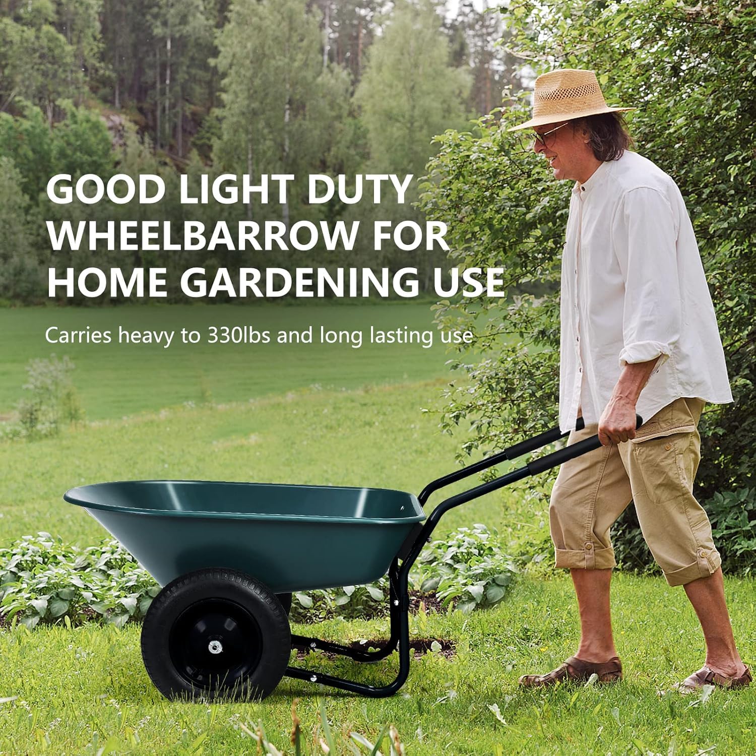 Schwerlast Gartenwagen 2-Rad mit Kippfunktion, 600 kg Tragkraft, Handwagen mit Polywanne & Stahlrahmen, Ergonomischer Griff, rostresistent – Ideal für Garten, Hof & Outdoor