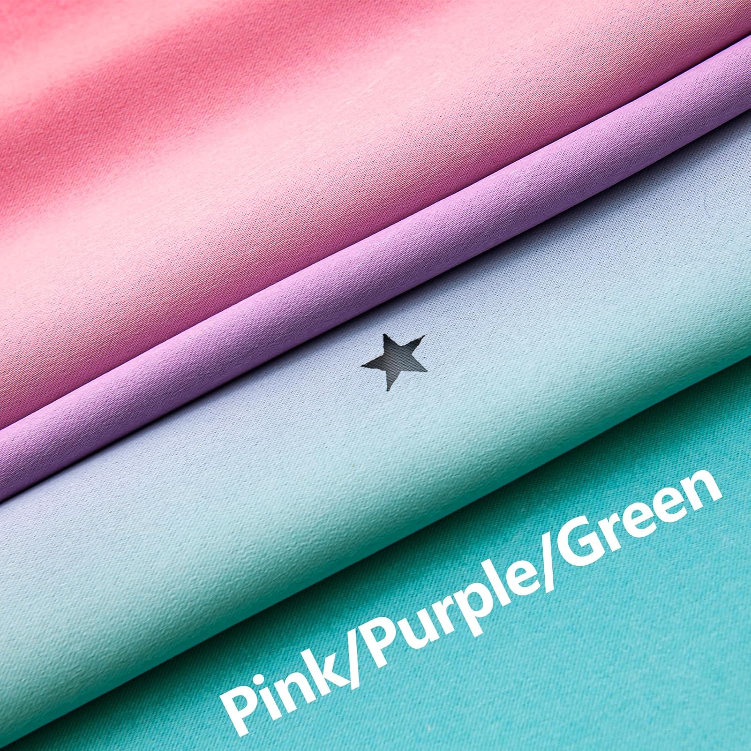 UNISTAR Curtains for Girls Bedroom Kids Room, Star Room Darkening Cutain for Princess Daughter Window Home Decor (W34 x L84, Pink Purple Green /1Panel)