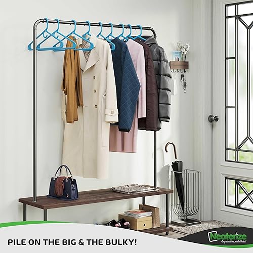 Miniatura 2 de Perchas de ropa de plástico ultra resistentes - Azul - Perchas duraderas para abrigos, trajes y ropa (paquete de 38 - azul)