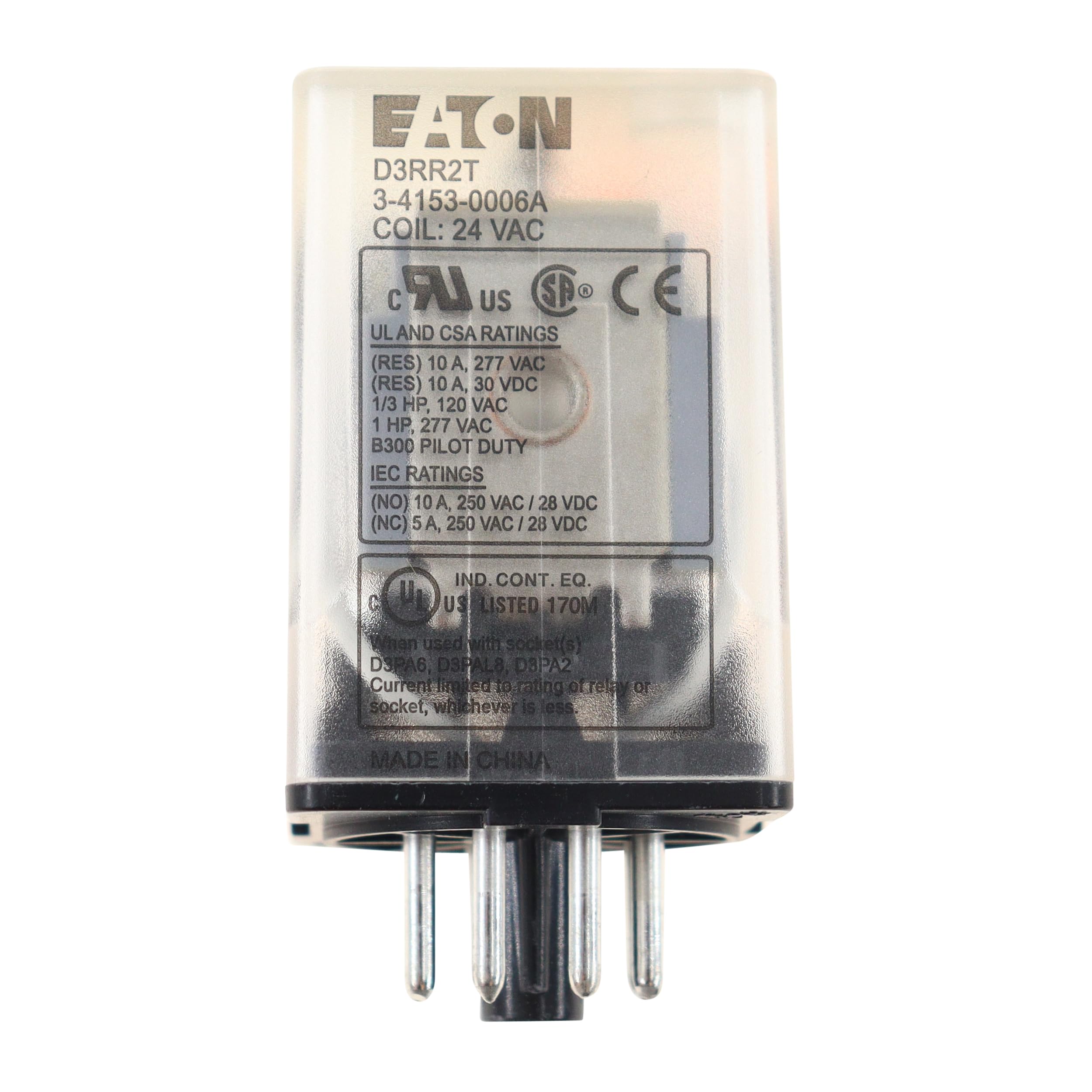 D3RR2A Eaton relais de commande 8 broches inverseur DPDT 24V AC industriel - 3