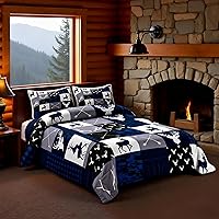 Vista 21 de Juego de edredón Deer Bear para niños tamaño completo, juego de ropa de cama rústica de aventura de caza para decoración de habitación de niños