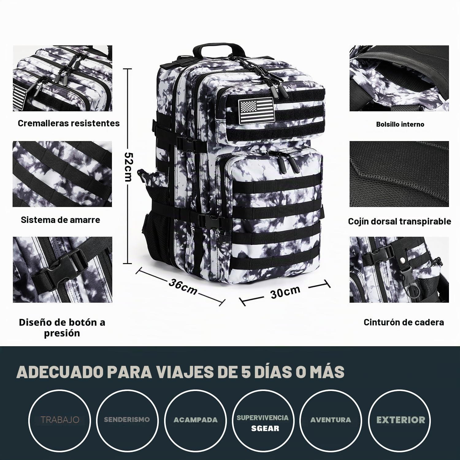 Kit de supervivencia profesional - Kit de primeros auxilios y mochila de camping grande, equipo de camping para aventura, al aire libre, senderismo, aventurero