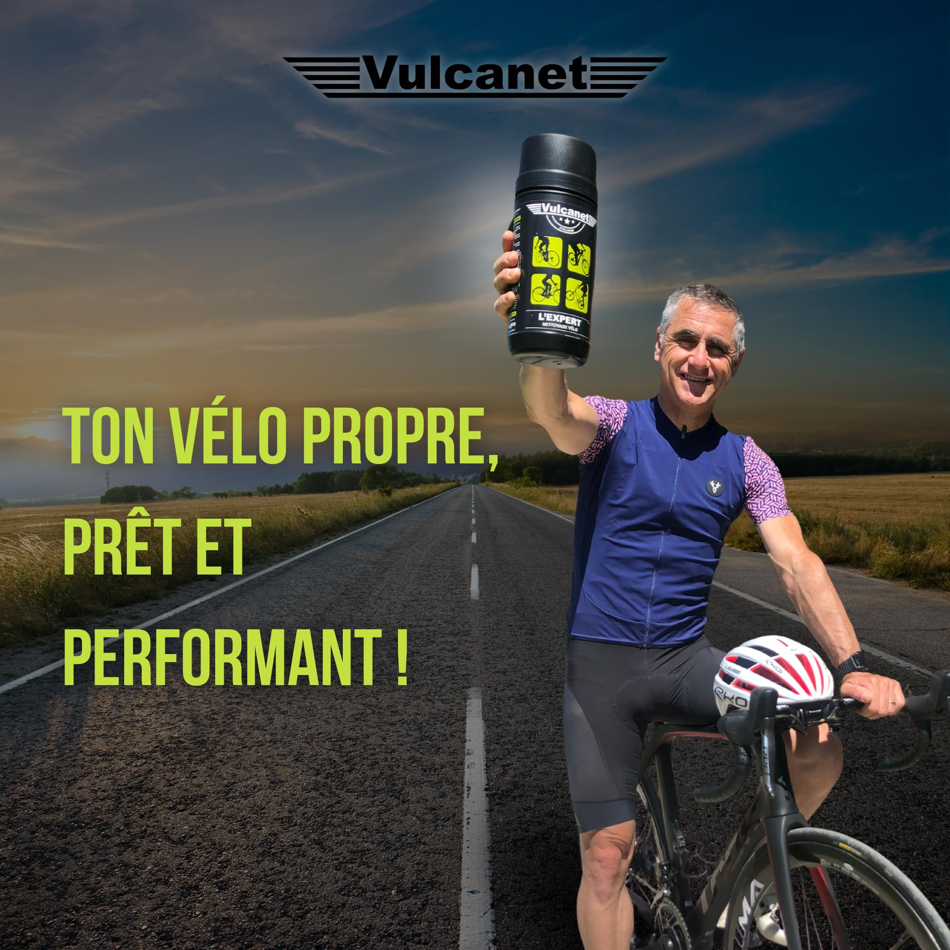 Vulcanet Nettoyant Sans Eau Pour Vélo De Route, Vtt Et Électrique - Microfibre Pinceau Inclus Dégraisse Protège Remet À Neuf - Transportable Partout, 80 Unités (Lot 1)