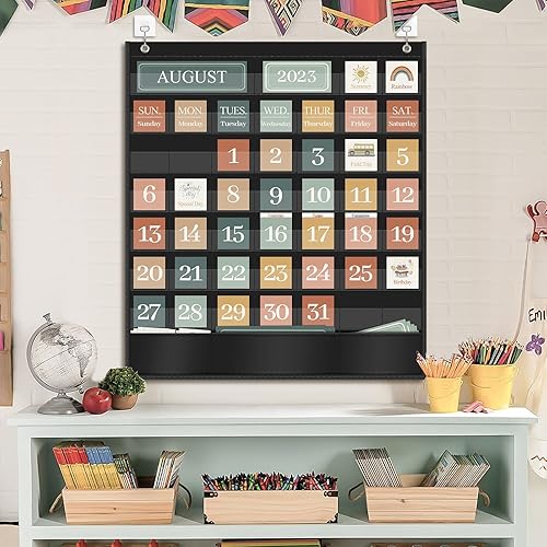 Miniatura 6 de Godery Calendario bohemio de bolsillo para tarjetas de aula, suministros escolares, decoraciones para profesores, tablón de anuncios de pre-kínder a