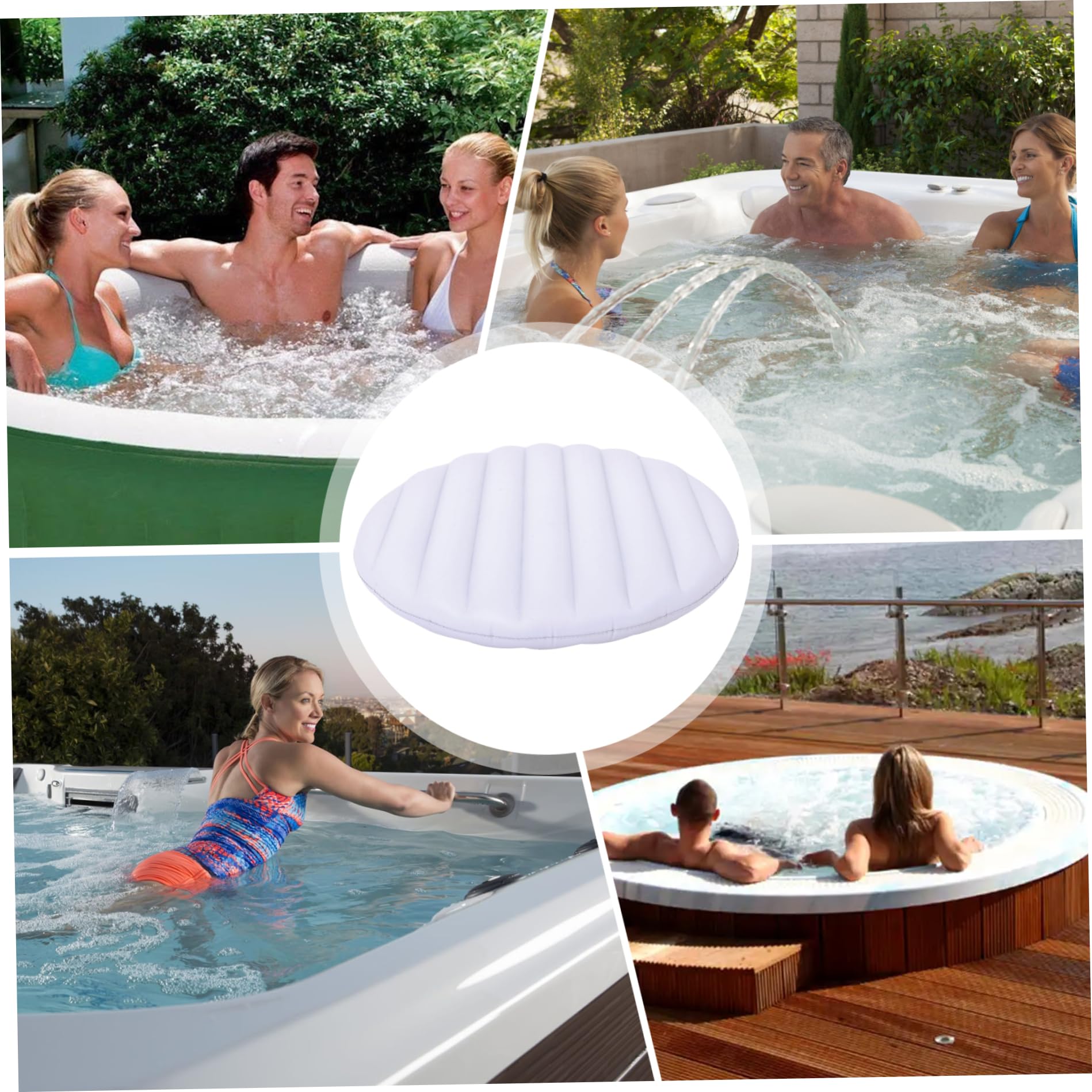 Couverture de Spa Gonflable de 49 Pouces, Couverture Spa isolée Coupe-Vent et résistante à la Pluie pour, Baignoire, économie d'énergie Ronde, Accessoires