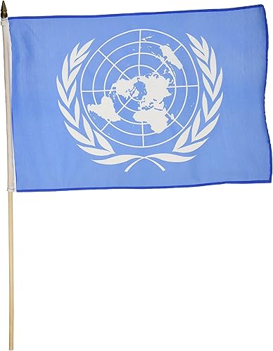 Bandera de las Naciones Unidas 12x 18inch Paquete de 1 Bandera de las Naciones Unidas 12x 18inch Paquete de 1