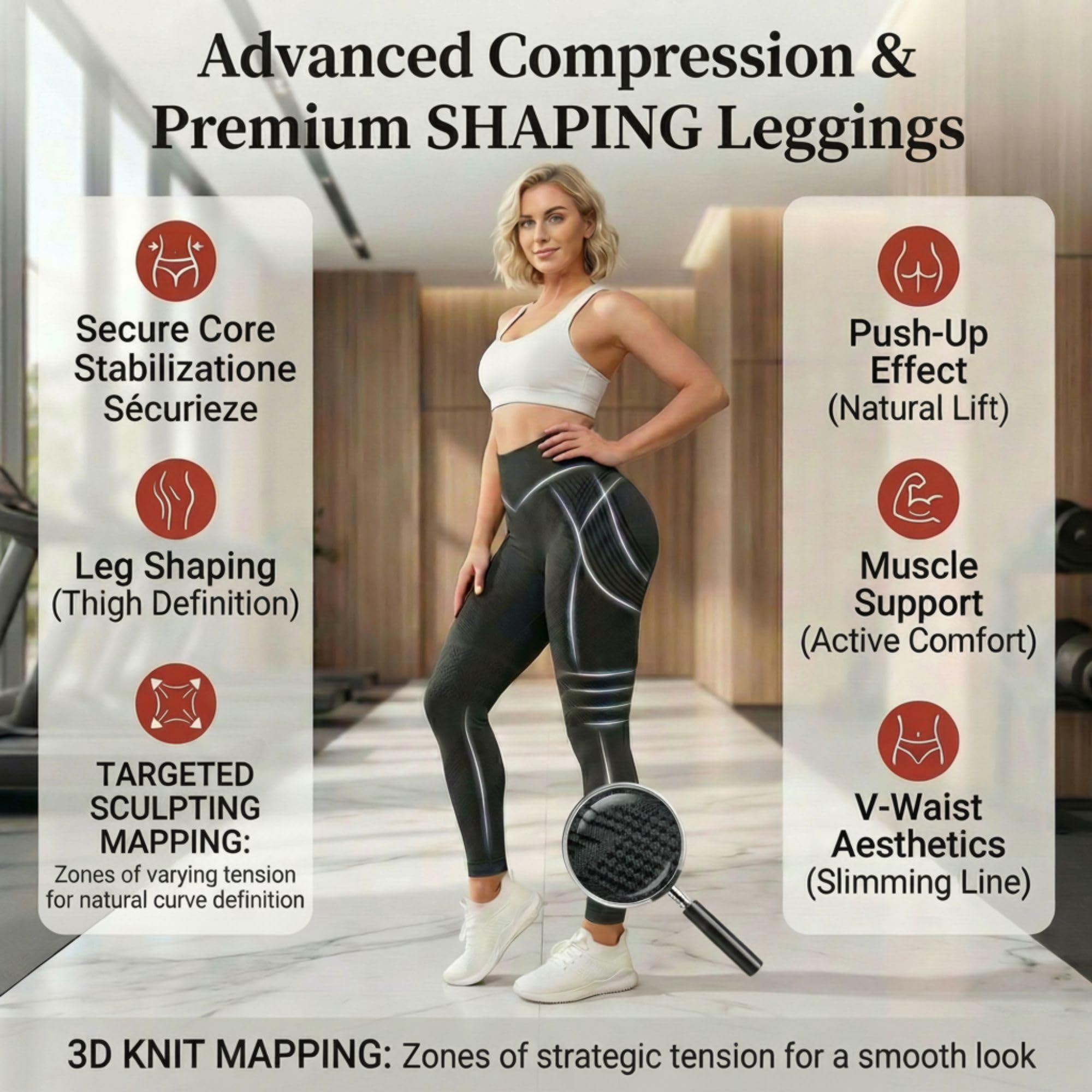 Legging 3D Anti Cellulite Femme Sport Effet Push-Up Et Ventre Plat Minceur Compression Legging De Yoga Et De Fitness pour Drainage Lymphatique Lipoedeme Running Pants - 5