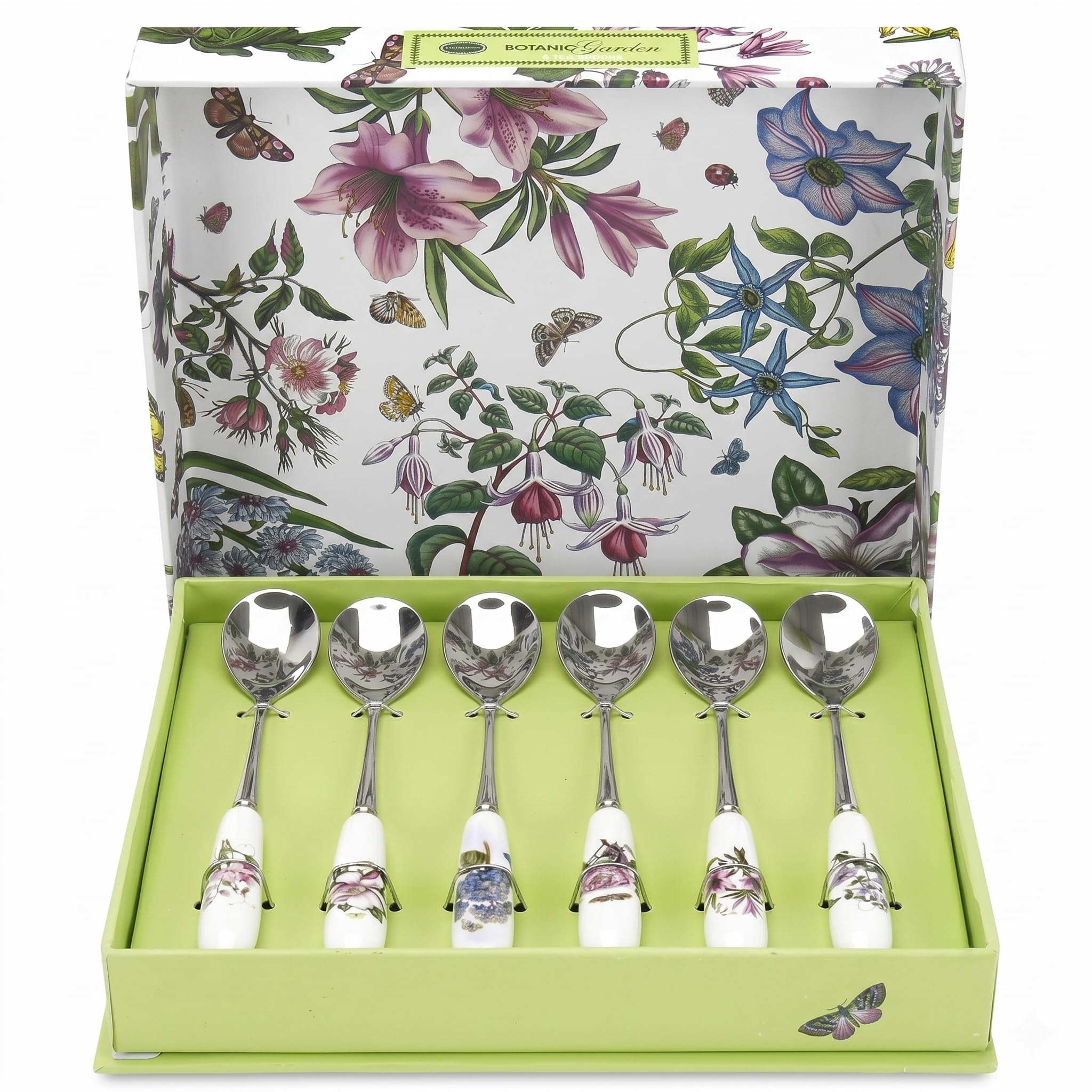 Portmeirion Home & Gifts Teelöffel, Porzellan, Mehrfarbig, 16 x 1,5 x 1 cm, 6 Stück