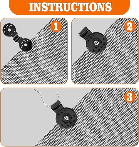 Miniatura 6 de 20 clips de plástico redondos de plástico negros para red de sombra, red antipájaros, red de jardín, red de sombra, accesorios de tela de sombra