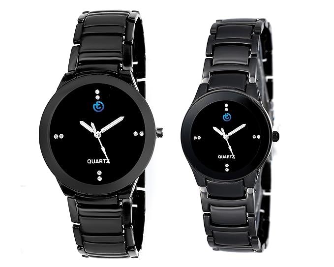 Analogue MEN AND WOMEN Black Dial GIRL AND Boys COUPLE WATCH (PACK OF 2)|3 MONTH WARRANTY|