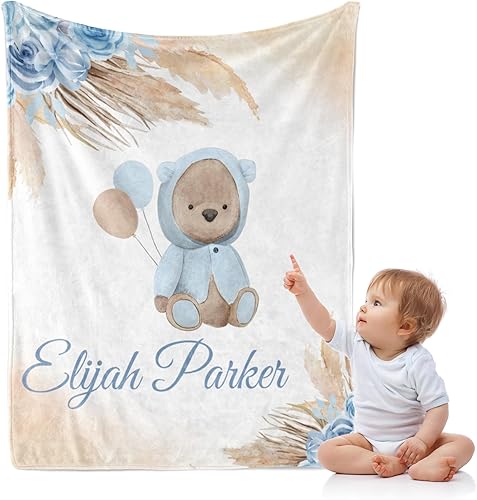 Vista 26 de J&SBGFT Manta de bebé personalizada con nombre, manta de recepción personalizada para niños pequeños, 30 x 40 pulgadas, color 13