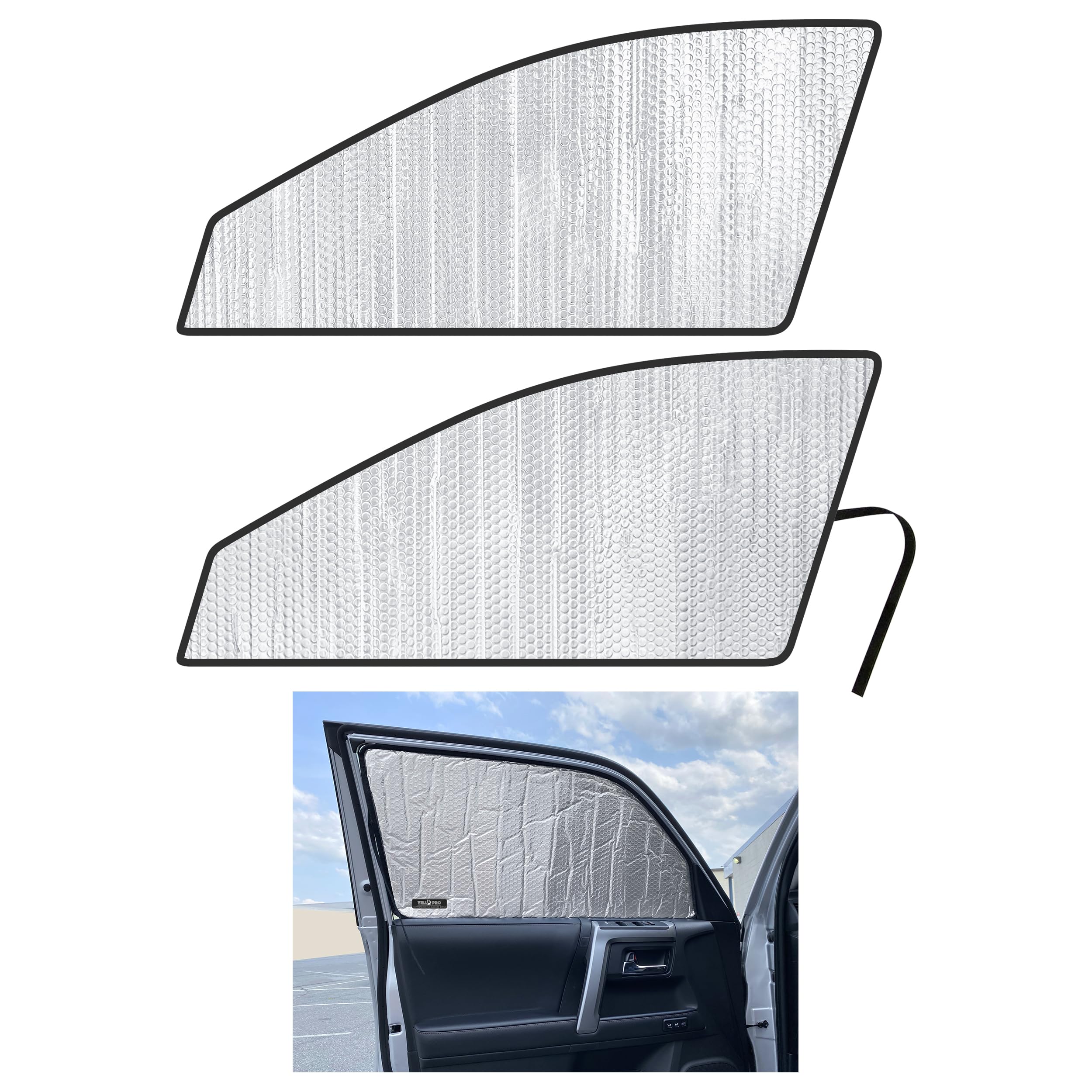 Side Window Front Seat Reflective Sunshade Custom Fit for 2010 2011 2012 2013 2014 2015 2016 2017 2018 2019 2020 2021 2022 2023 2024 Toyota 4Runner SUV, UV Sun Protection (Set of 2)