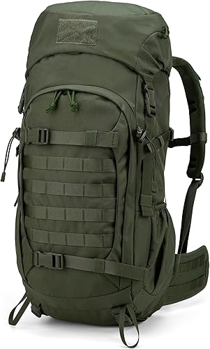 Mardingtop Mochila de senderismo de 50 litros, mochila de mochilero con cubierta de lluvia para senderismo, mochilero, rucking, camping, Verde